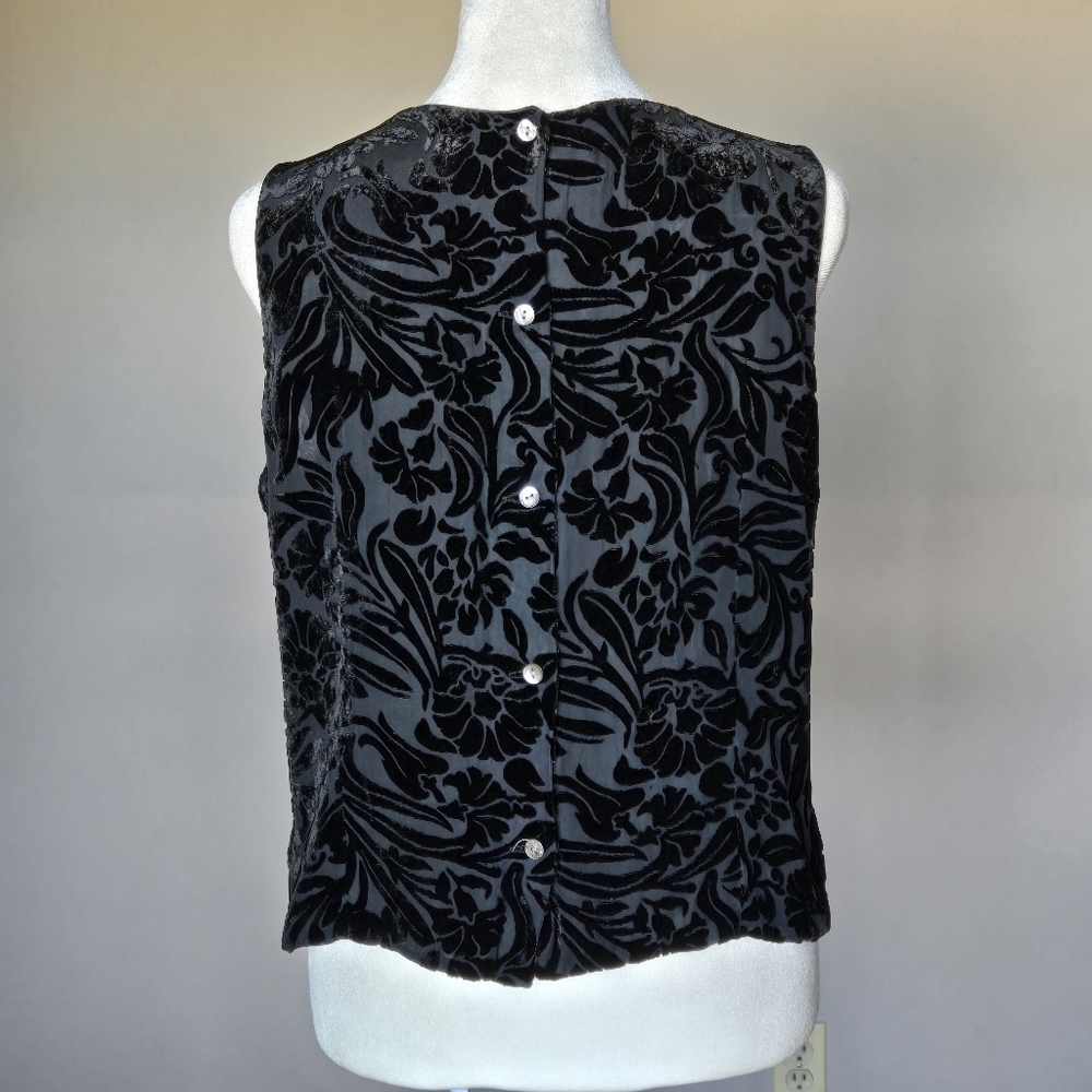 Vintage Black Floral Sleeveless Blouse